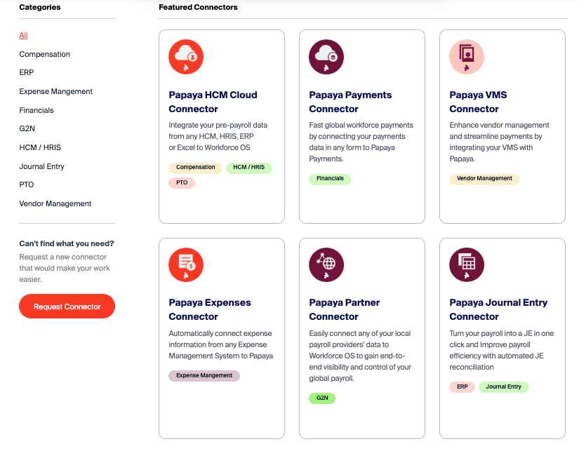 papaya global cloud-based connectors