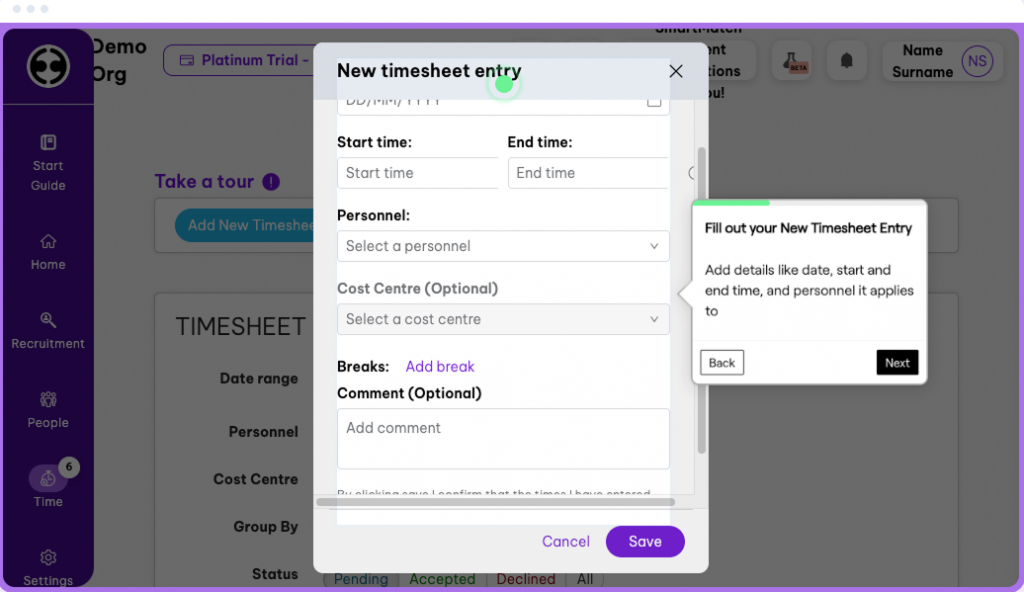 employment hero timesheets management