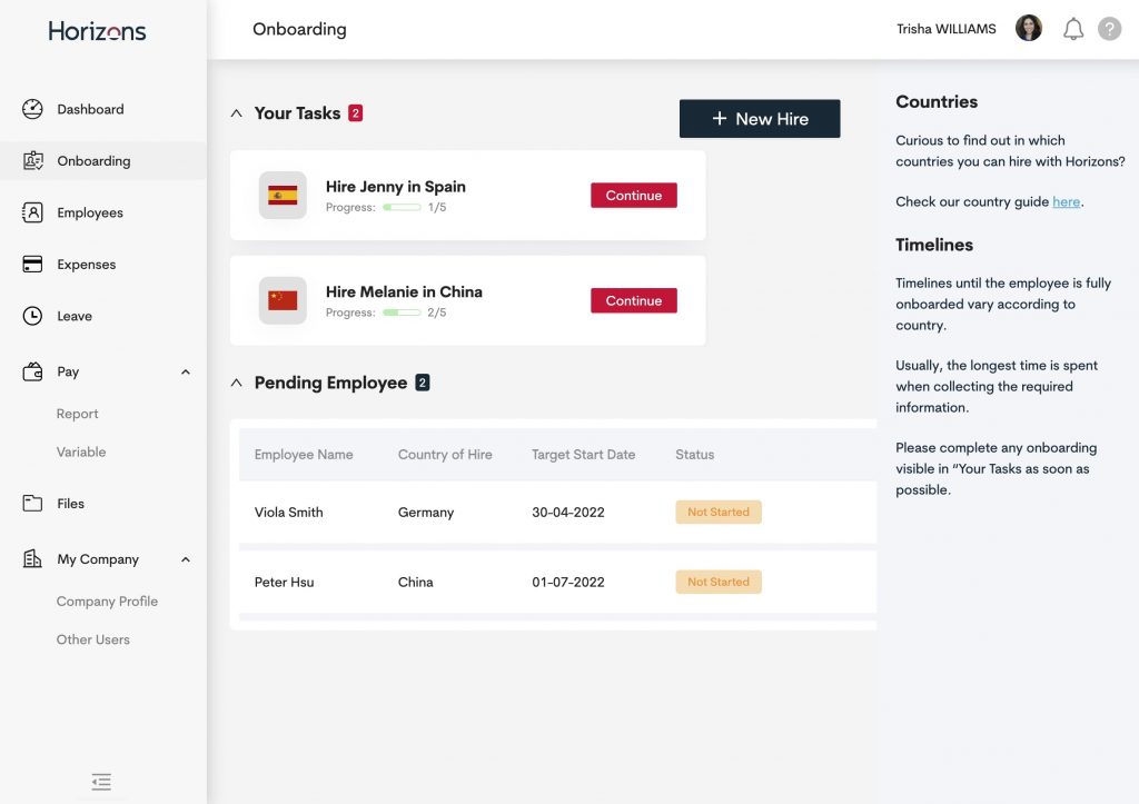 horizons onboarding